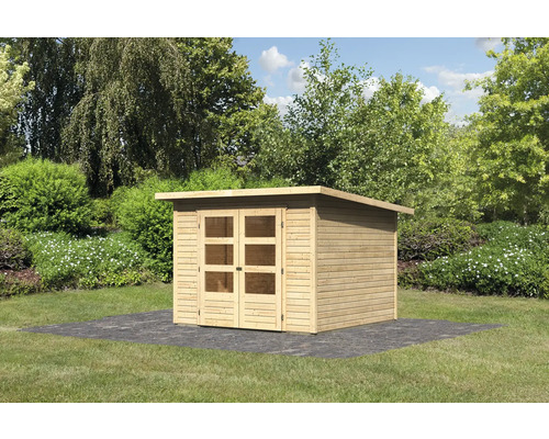 Holzgartenhaus mit Doppeltür im Garten