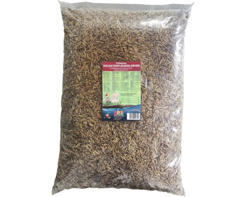 Zusatzfutter Soldatenfliegenlarven 5 kg, für Geflügel, Fische, Wildvögel, Reptilien, Amphibien Sack mit Schwarzen Soldatenfliegenlarven als Tierfutter