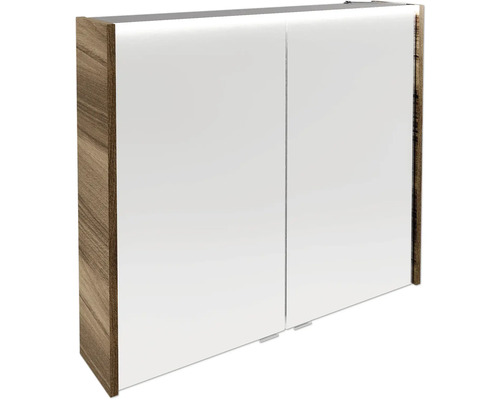 LED-Spiegelschrank Fackelmann Verona 2-türig 80x16x68,3 cm nussbaum