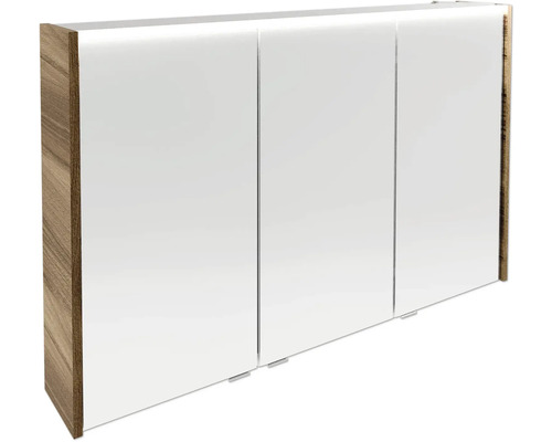 LED-Spiegelschrank Fackelmann Verona 3-türig 110x16x68,3 cm nussbaum