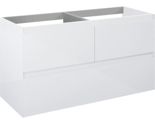 Waschbeckenunterschrank Jungborn DECEM 120x63,5x45,8 cm ohne Waschbecken weiß glanz Weißer Waschtischunterschrank mit zwei Schubladen