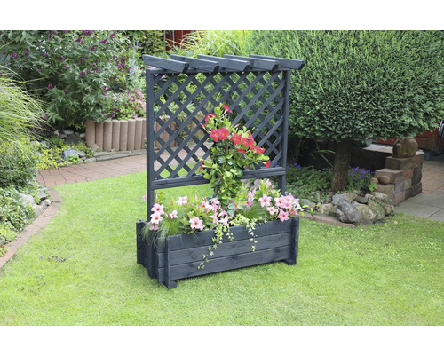 Blumenkasten mit Rankgitter promadino Holz 102 x 65 x 140 cm anthrazit