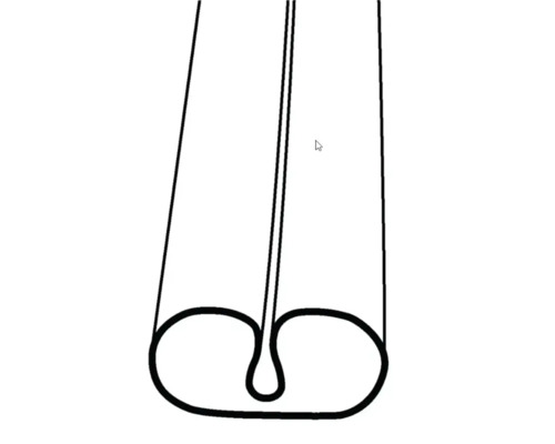 Schema eines Doppellippenprofils mit Dichtung