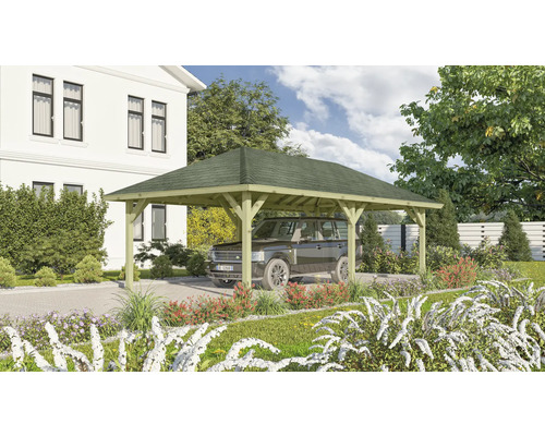 Gartenpavillion Karibu Classic Dannau 2 mit Haube 359 x 706 cm kesseldruckimprägniert