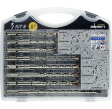 Alpen Steinbohrer Set mit acht SDS Plus Bohrern in einer transparenten Box