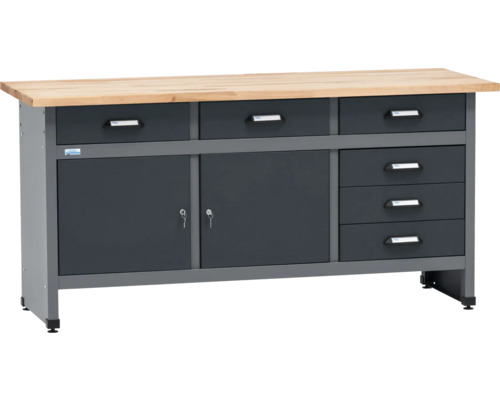 Werkbank mit Schubladen und Schrankfächern