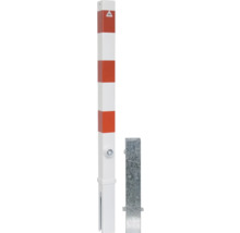 Absperrpfosten/Feuerwehrpfosten 70 mm x 70 mm mit aufgeschweißter Stahlkappe mit 1 Öse weiß-rot H = 1400 mm
