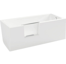 Rechteckige Badewanne mit Wannentür und Einstiegshilfe.