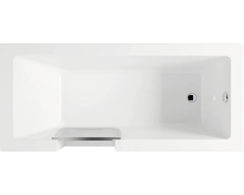 Rechteckige Badewanne von oben mit Abfluss und Überlauf