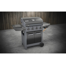 Gasgrill mit vier Brennern, Ablageflächen, Unterschrank und Rollen