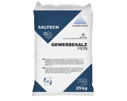 Siedegewerbesalz Saltech für Geschirrspülmaschinen, Wasseraufbereitungsanlagen und Chlorelektrolysegeräte 25 kg