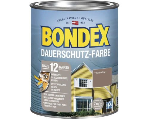 BONDEX Holzfarbe-Dauerschutzfarbe treibholz 750 ml Bondex Dauerschutz Farbe Treibholz, Farbdose