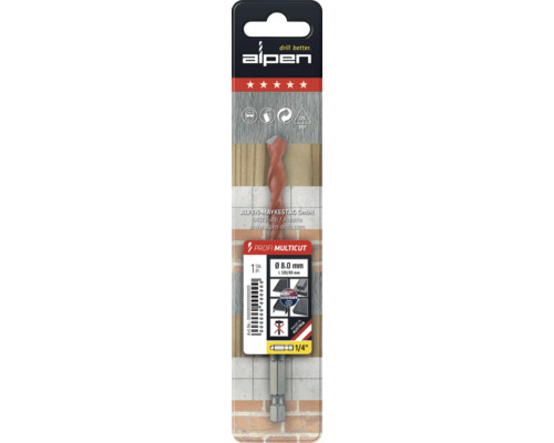 Alpen Profi Multicut Bohrer mit 8 Millimeter Durchmesser