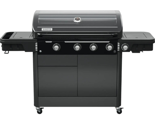 Gasgrill TENNEKER Halo TG-4 U mit 4 Brenner, gusseiserner Rost und Platform System Tenneker Gasgrill mit vier Brennern, Seitenkocher, Unterschrank und Rollen