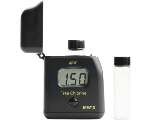 Digitales Pool-Chlor-Messgerät mit zwei Probenflaschen