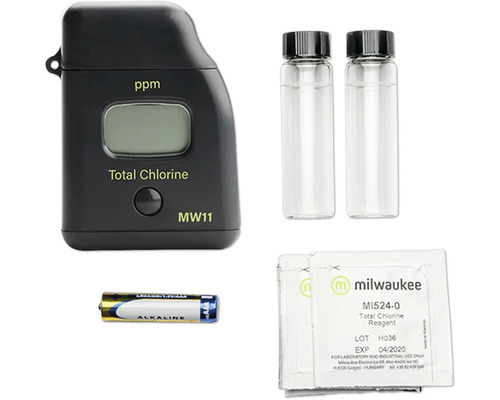 Messgerät Aquarium Milwaukee MW11 Handphotometer gesamtes Chlor Wasseranalyse Chlorgehalt-Messgerät mit Reagenz, Batterie und Probenflaschen