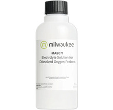 Milwaukee Elektrolytlösung für gelöste Sauerstoffsonden in einer weißen Flasche mit schwarzem Deckel