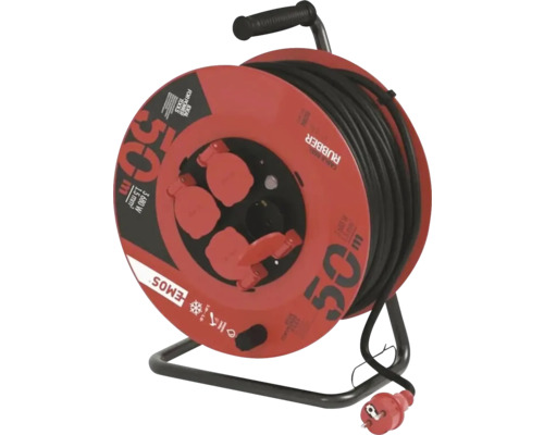 Kabeltrommel Emos 4 Steckplätze 50 m IP 44, schwarz