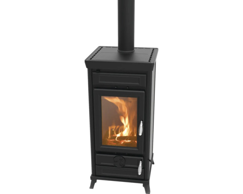 Kaminofen Thermorossi Vittoria Evo Easy Gusseisen anthrazit 13,2 kW mit Wärmefach Kaminofen mit Feuerraum und Abgasrohr