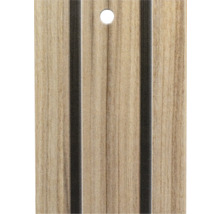 Holzdekorplatte mit Rillen und Aufhängeloch