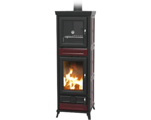 Kaminofen Thermorossi Anna Evo Gusseisen Keramik bordeaux 13,8 kW mit Wärmefach