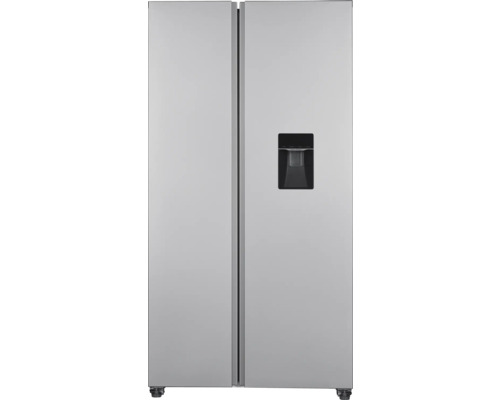 Silberner Side-by-Side Kühlschrank mit Wasserspender