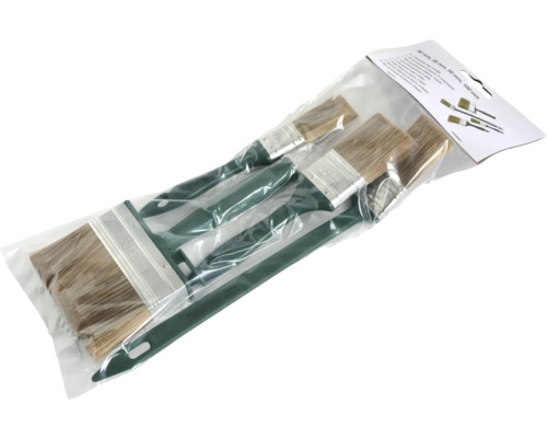 Pinselset mit vier Pinseln unterschiedlicher Größe in Kunststoffverpackung