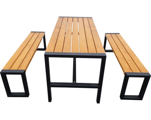 Gartenmöbelset Promadino 4 -Sitzer, Tisch, 2 Bankmodule, Bankmodul Holz, honigfarben Gartenmöbelset Promadino 4 -Sitzer, Tisch, 2 Bankmodule, Bankmodul Holz, honigfarben