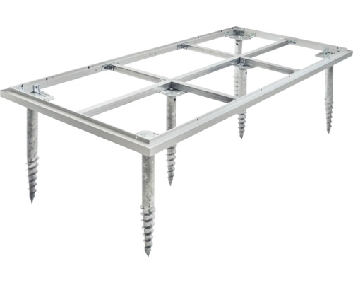 Metallrahmenkonstruktion mit Schraubfundamenten für Gartenhaus oder Terrasse