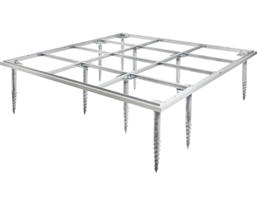 Metallkonstruktion mit Schraubfundamenten für den Gartenhausbau