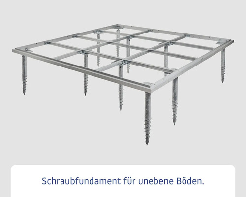 Schraubfundament für unebene Böden.