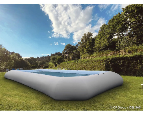 Aufstellpool-Set Fast-Set-Pool Planet Pool HIPPO65 eckig 1655x820x130 cm inkl. Sandfilteranlage, Skimmer und Leiter grau/blau