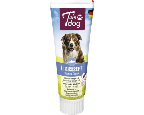 Hundesnack Tubidog Lachscreme 75 g Tubidog Lachscreme für Hunde in einer Tube