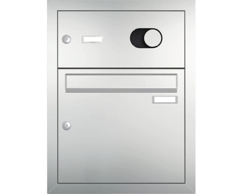 Edelstahlbriefkasten mit Einwurfklappe, Schloss und Zeitungsfach