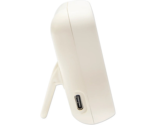 Weißes Gerät mit USB-C Anschluss und Ständer