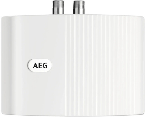 AEG Logo über einem elektronischen Warmwasserbereiter