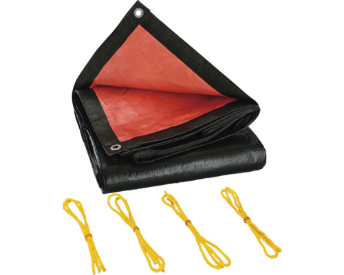 Abdeckplane mit Ösen und Befestigungsseilen