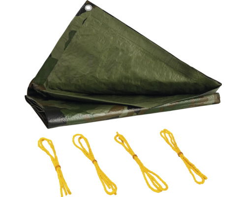 Abdeckplane mit Ösen und Befestigungsseilen