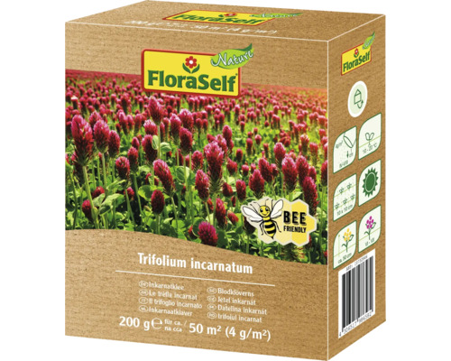 Gründünger FloraSelf Nature Inkarnatklee 200 g für 40 m² Packung FloraSelf Inkarnatklee Saatgut