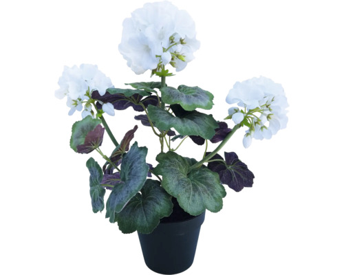 Kunstblume Geranium im Topf Höhe: 40 cm weiß