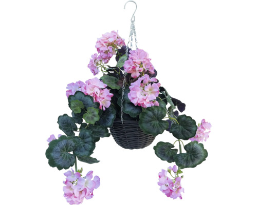 Kunstblume Geranium im Hängekorb Höhe: 43 cm pink