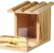 Vogelhaus aus Holz mit Dach und durchsichtigen Wänden