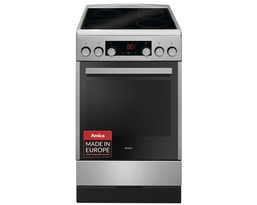 Elektro-Standherd Amica SHC 904 100 E 50x85x60 cm edelstahl mit 4 Kochzonen Amica Standherd mit Glaskeramikkochfeld und Backofen