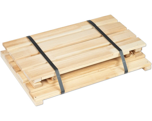 Holzlatten zur Beetumrandung, mit Band zusammengebunden