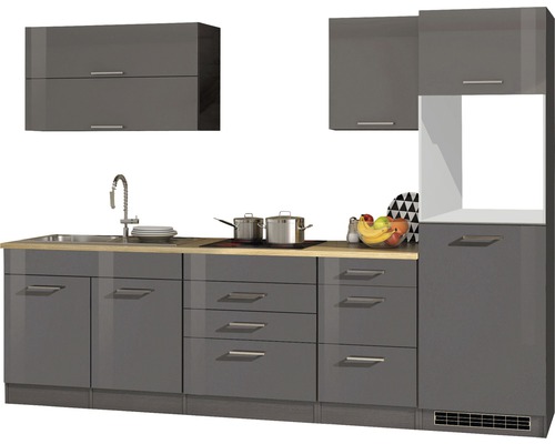 Küchenzeile Held Möbel Mailand 603.1.6211 grau/grafit 290 cm