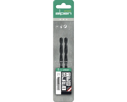 Alpen HSS Sprint Metallbohrer Set, 2 Stück, 5.0 mm