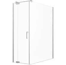 Eckdusche mit transparenter Glaswand und Tür