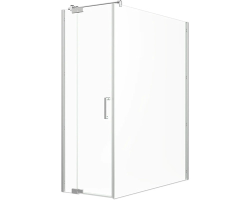 Eckdusche mit transparenter Glaswand und Tür