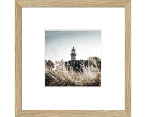 Portraitrahmen Holz Lucca Eiche 23x23 cm Gerahmtes Bild mit Leuchtturm-Motiv und Passepartout