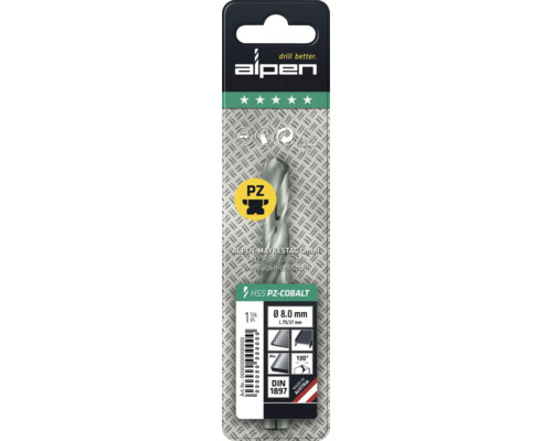 Alpen HSS PZ-Cobalt Metallbohrer mit 8 Millimeter Durchmesser